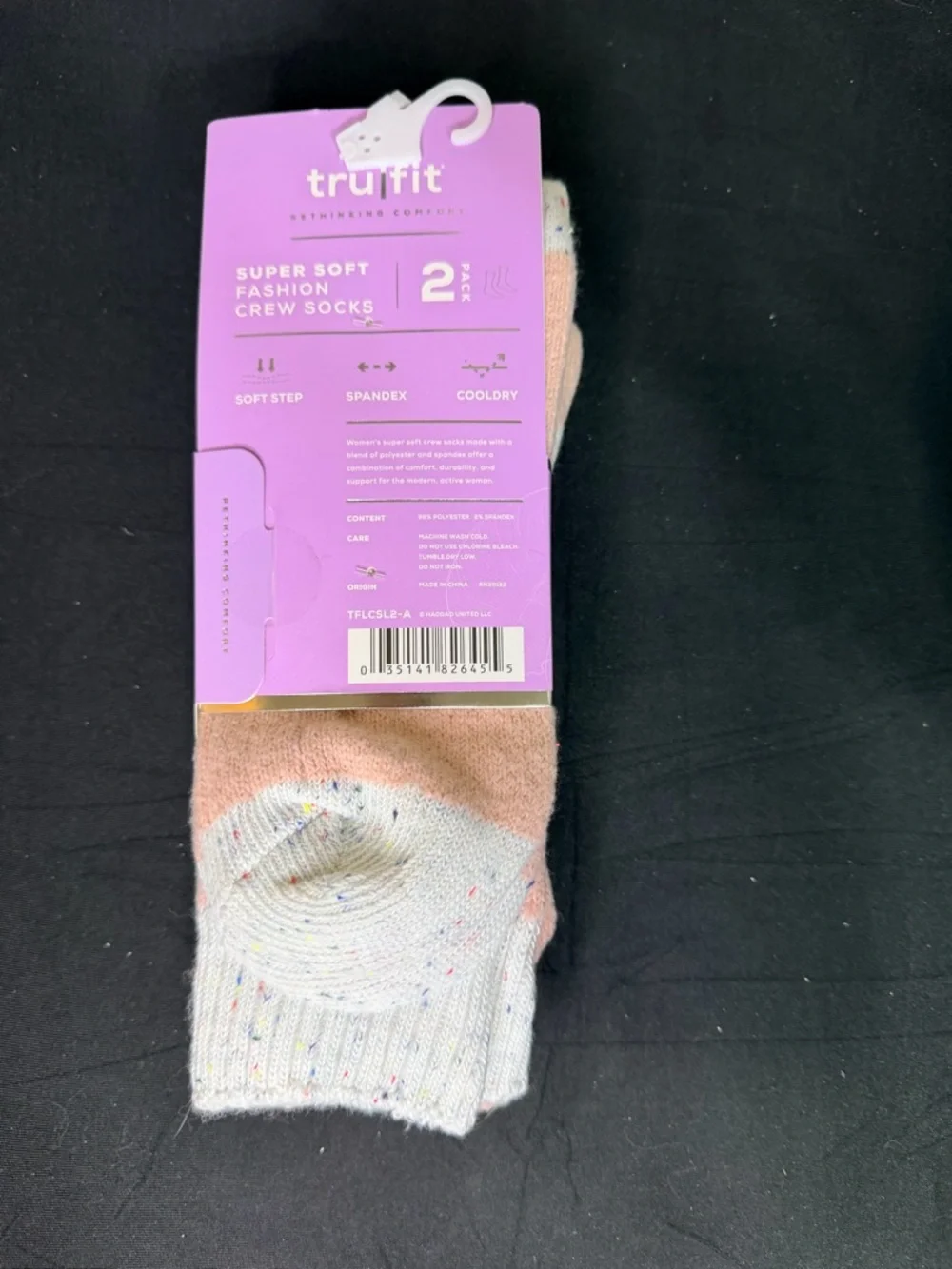 tru fit Super Soft Pink & Cream Crew Socks - 2‎ Pack